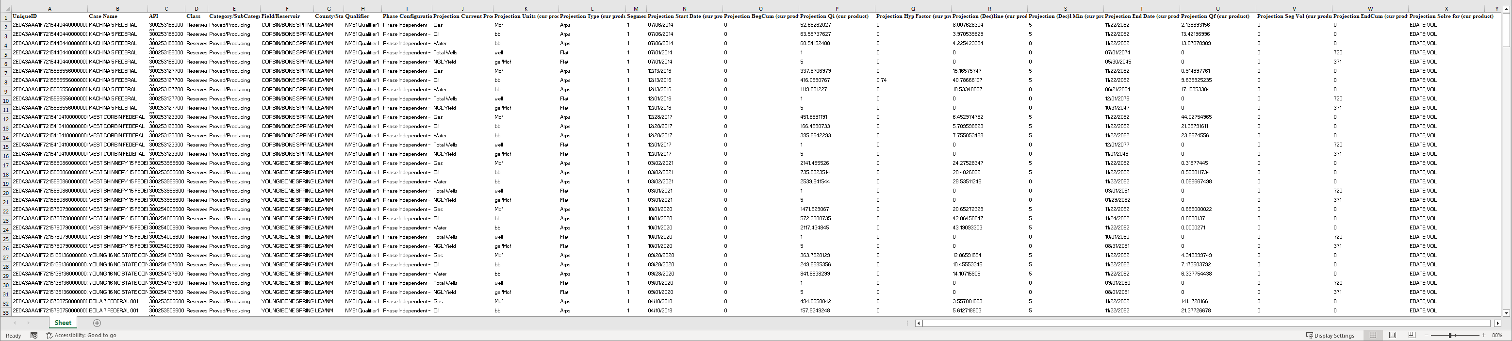 Report - Projection Edit