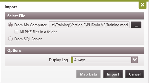 Importing - PHDwin Models File
