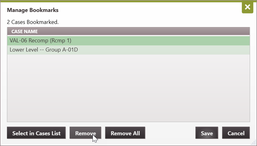 Case List - Bookmark Remove
