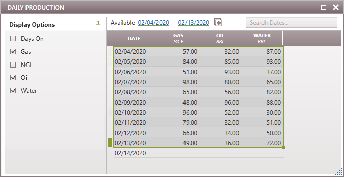 Case Editing - Daily production to PHDWin