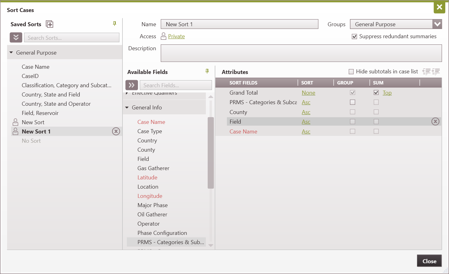 Case List - SortOrder