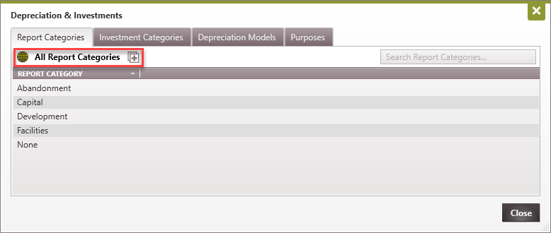 Database setting - Depreciation & Investment