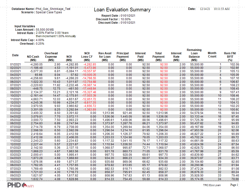 Report - Loan report example 1st page