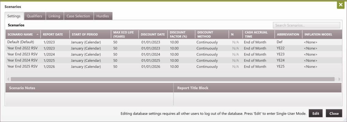 Report - Reserve Migration Scenario Setting