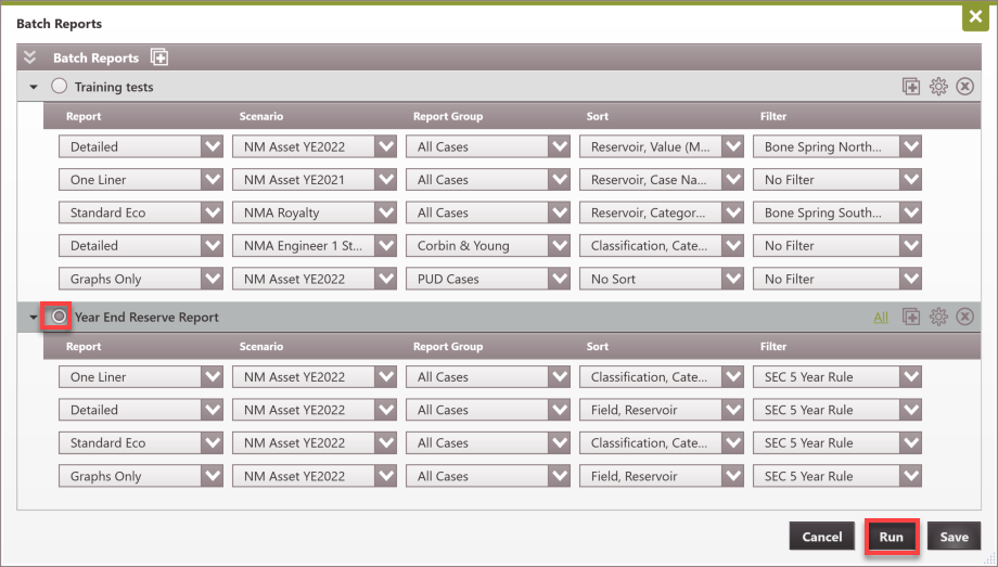 Report - Batch Report - Running a Batch Report