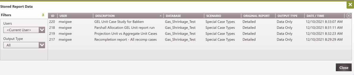 Report - Manage Stored reports data