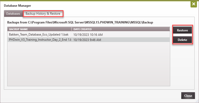 Database Settings - DB Manager Backup