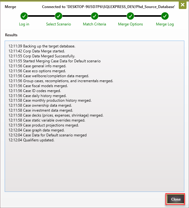 Merge BD - Merge Log after merge is completed