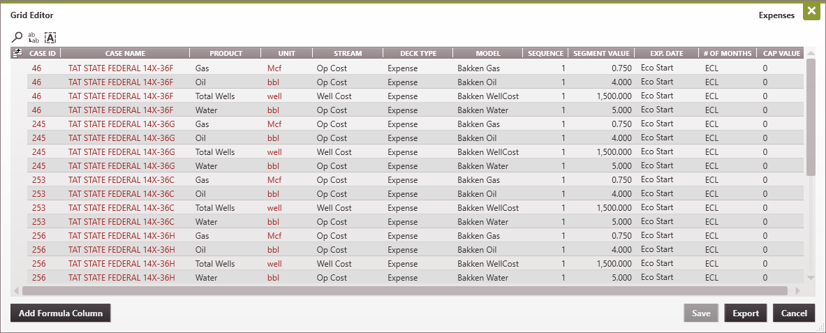 Grid Editor Expense table 2