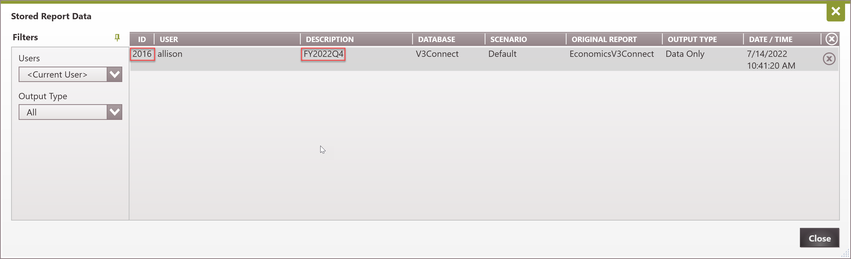 V3C - Find Report ID in PHDwin