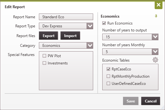 Report configuration setting