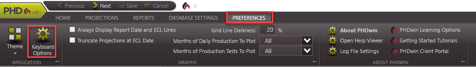 Navigating PHDwin - keyboard Option