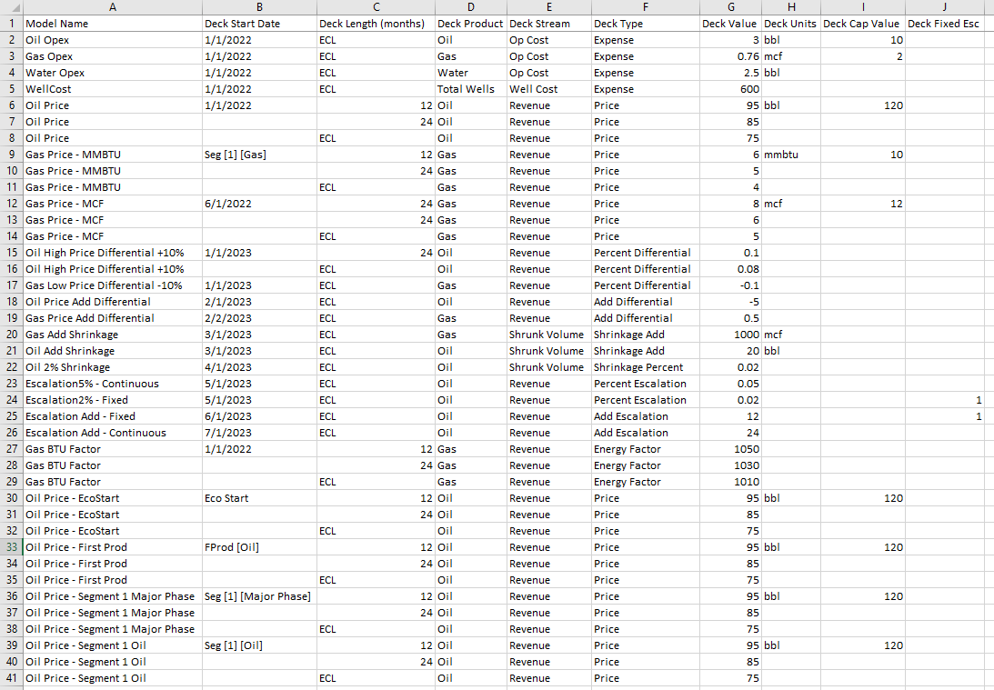 Importing - CSV import set up - economic models input