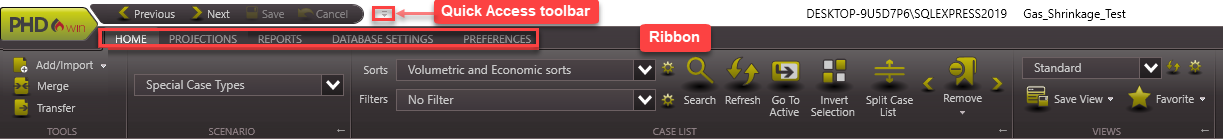 Navifating PHDwin - Ribbon and Quick Access toolbar