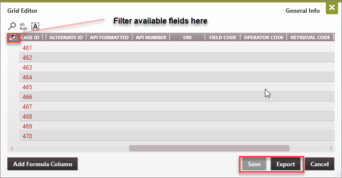 Case List ID Code Grid Editor 2