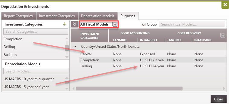 Database setting - Depreciation Purposes