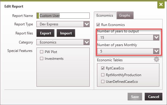 Report - Custom User report setting