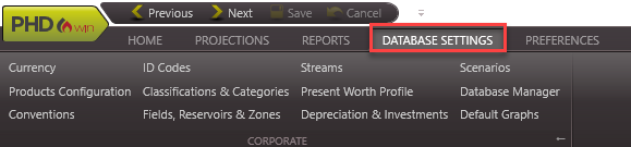 Database Settings - DB Ribbon