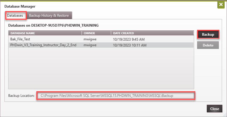 Database Settings - DB Manager