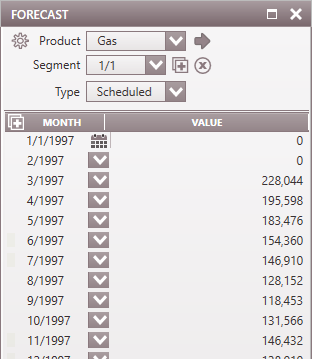 Forecast - Scheduled projection forecast window