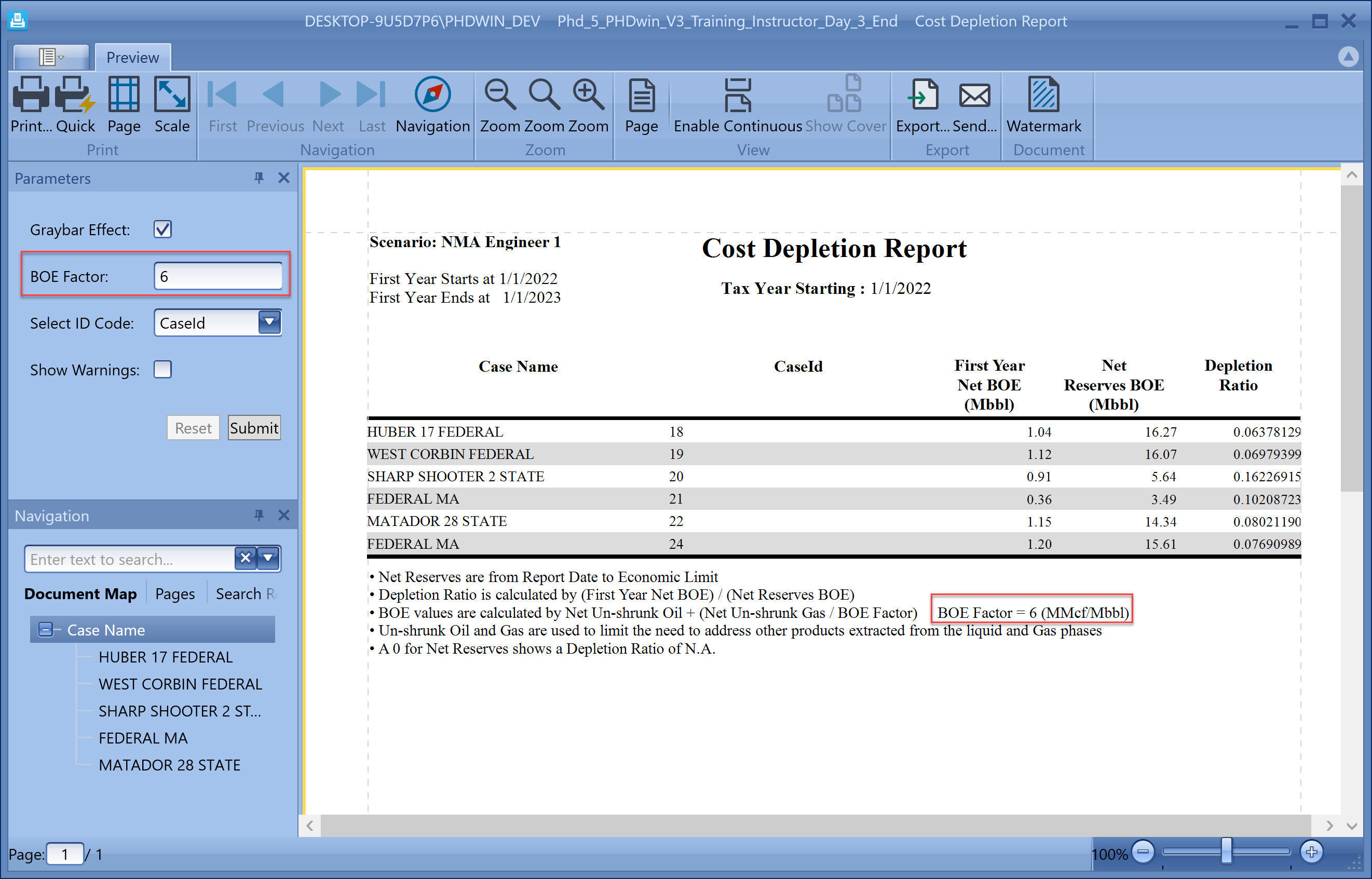 Report - Cost Depletion Report