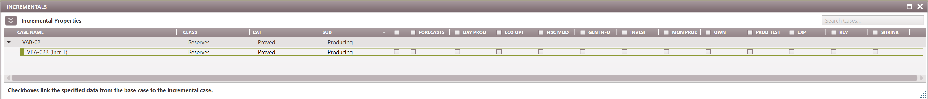 Special Case Type - Incremental set up