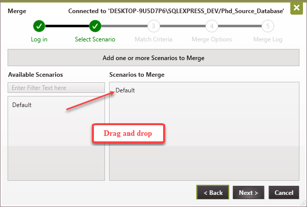 Merge BD - Select Scenario