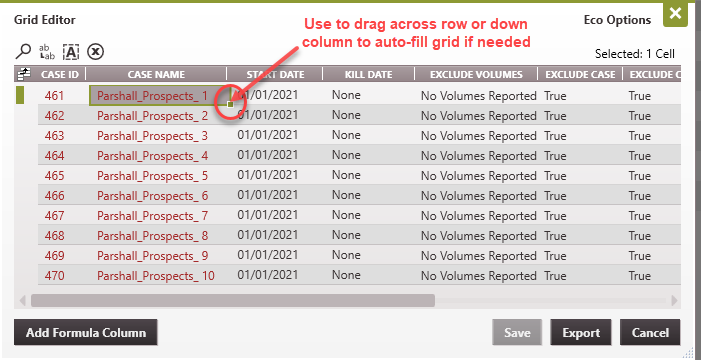 Grid editor autofill cells