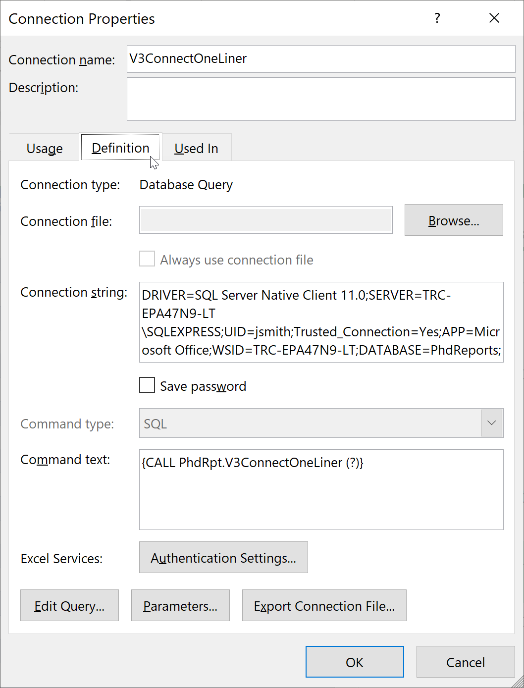 V3C - Edit Connection properties