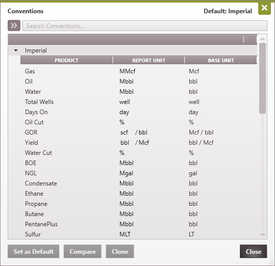 Database setting - Unit Conventions