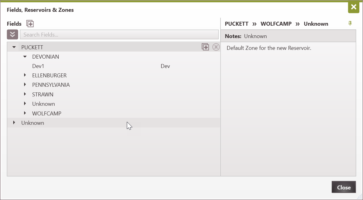 Database Settings - Fields,Res,&Zones