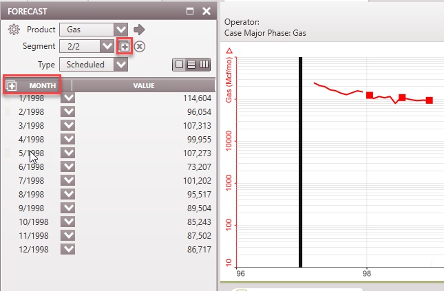 Forecast - Scheduled projection example